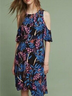 Anthropologie Maeve Elia Open Shoulder Floral Dress